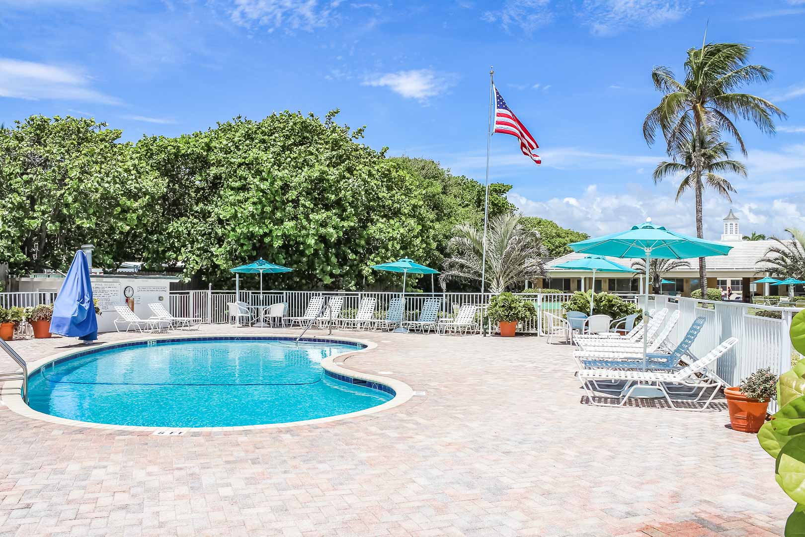 A refreshing swimming pool at VRI's Berkshire on the Ocean in Florida.